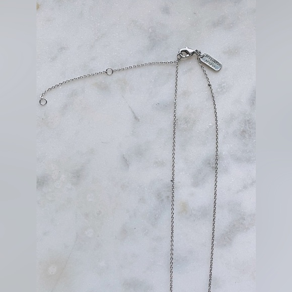 MELINDA MARIA Frame Pave PICK INITIAL Silver Plated Necklace Double Sid - Picture 3 of 3